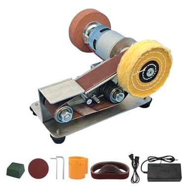 Ponceuses à Bande, AffûTeur De Couteaux à Angle Fixe De 15 DegréS, Ponceuse éLectrique, Miniponceuse Kit De Meuleuse à Bande, Meuleuse De Bord Avec 10 Bandes Abrasives, Pour Bois MéTal