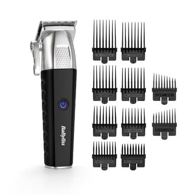 BaByliss - E812E - Tondeuse cheveux sans fil Lithium Power - Batterie Lithium, charge rapide, lames en acier japonais, 8 sabots pour s'adapter à tous les styles