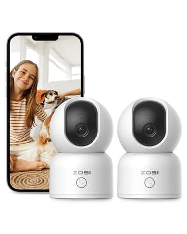 ZOSI Lot de 2 Caméra Intérieure WiFi 2,4G/5GHz 2MP avec Vision Nocturne 10 m et Détection de Mouvement, Audio Bidirectionnel, Reconnaissance Faciale IA, Appel en Un Clic, C518