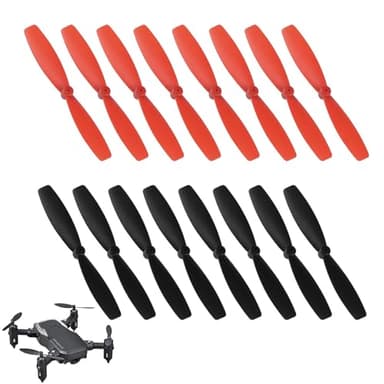Lot de 16 hélices de rechange pour drone RC, hélices d'avion RC, accessoires de pales d'hélice, hélices en plastique, pour tous les types de drones (noir, rouge)