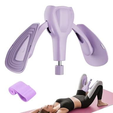 Appareil d’Exercice du Plancher Pelvien et du Périné, Kegel Réglable 35 kg pour Cuisses et Hanches, Équipement de Renforcement à Domicile pour Femmes et Hommes, Post-Partum, avec Bande – Violet
