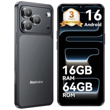 Blackview Wave 7C Telephone Portable Android 16 Smartphones, 16Go+64Go/2To, 32MP+13MP, 5000mAh, 6.56" Smartphon Pas Cher 4G Dual SIM, Téléphone WiFi 5G/GPS/IP54/3 Card Slots/3.5mm/FM/3Ans Garantie