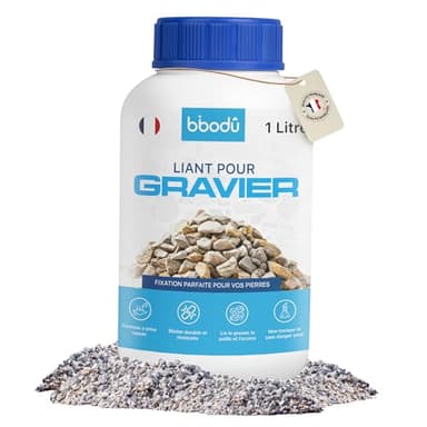 BIBODU Liant Gravier Extérieur 1L | Liant pour Gravier | Colle Gravier Exterieur | Parfait pour Gravier, Pierres et Paillis | Utilisation sur Sentiers, Terrasses et Jardins Extérie