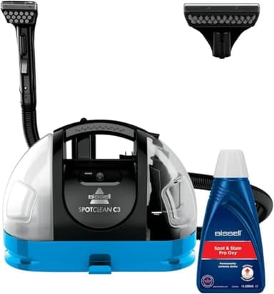 BISSELL SpotClean C3 - Aspirateur Laveur - Shampouineuse - Nettoyeur Portable Tapis, Voiture et Tissus d'Ameublement - Vaporiser, Brosser et Aspirer - Nettoyeur Détacheur Tapisserie - 340 W - 3619N