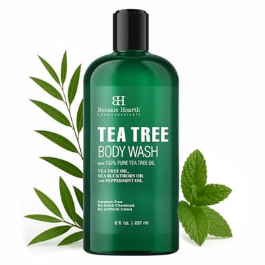 Botanic Hearth Gel douche à l'arbre à thé – 236,6 ml – Aide à apaiser les démangeaisons, la peau sèche, antifongique avec huile d'arbre à thé 100% pure, sans sulfate, sans paraben, pour homme et