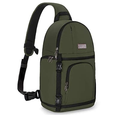 MOSISO Sac à Bandoulière Appareil Photo,DSLR/SLR/Sans Miroir Photographie Caméra,Sac à Dos Appareil Photo Antichoc avec Inserts Modulaires Amovibles Compatible avec Canon/Nikon/Sony/Fuji,Armée Verte