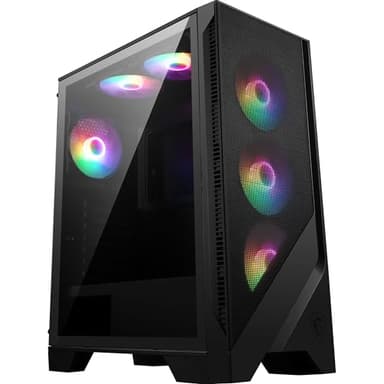 MSI Armoire mag Forge 120 A Airflow avec fenêtre RVB, Midi-Tower, ATX/Micro-ATX/Mini-ITX, USB 3.2, sans Source, 6 Ventilateurs RVB installés, Noir