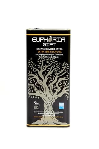 Euphoria Gift - Huile d'olive de qualité premium | Extra vierge de Grèce | Pressée à froid |Nouvelle Récolte 2025-2026|Première classe|Olives cueillies à la main|Bidon de 5 litres