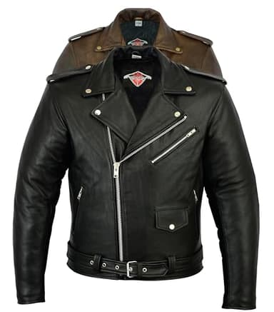 Texpeed Veste moto cuir homme homologué avec protections - Perfect Marlon Brando rétro Chopper blouson - Avec protection véritable biker CE armor (EN 1621-1) Noir - XL