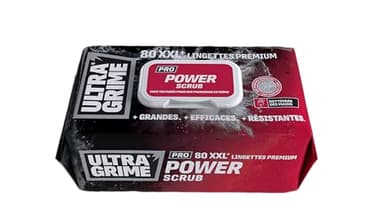 UltraGrime Pro Power Scrub | Lingettes industrielles puissantes pour éliminer les saletés et souillures sur toutes les surfaces | 80 lingettes humides extra extra larges, 38 cm x 25 cm