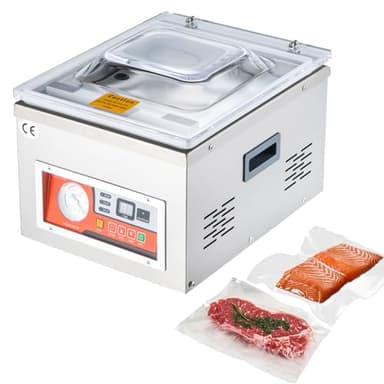 VEVOR Machine à Vide Numérique Machine à Emballer sous Vide Emballage 6,5 cbm/h, Machine sous Vide Professionnel en Acier Inoxydable avec Chambre 33 x 27 x 5 cm pour Sceller Aliments Fruits Viandes