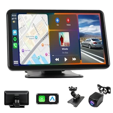 Haudio 7" CarPlay Autoradio écran,pour Carplay et Android Auto sans Fil,Écran Tactile IPS de ecran Voiture,Autoradio Portable avec Mirror Link/Bluetooth/GPS Navigation/Siri/Goo-gle| AUX|FM