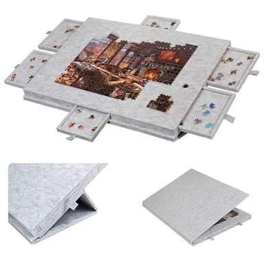 ByteRunning Table de Puzzle,Planche de Puzzle Inclinable 2 en 1,Plateau Puzzles en Feutre,Planche de Puzzle Portable,Antidérapante,avec Couvercle Et Tiroirs,pour Adultes et Garçon Fille
