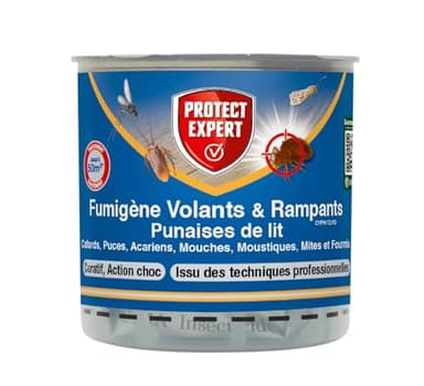PROTECT EXPERT Fumigène Total - Élimine Tous Les Insectes Volants & Rampants - 130m² - Elimine Punaises De Lit, Acariens, Cafard, Puces, Mites etc. - Sans odeurs persistantes - Action Choc PUMIG10