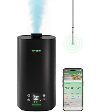 VIVOSUN Humidificateur D'Air pour Plantes 5L Humidificateur Intelligent Plantes, Aerostream H05 24DB Silencieux Brume Fraîche 360° 50H Remplissage Facile Ultrasons Conçu pour Tentes de Culture