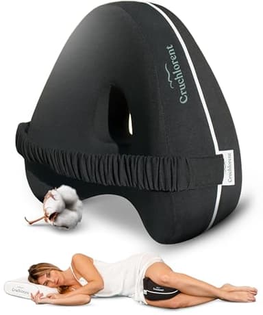 Black Heart - Coussin Genoux Nuit En Mémoire Conçu Pour Bien Dormir Sur Le Côté - Calibré Avec La Technologie Sense-Form - 100% Délicat Coton - Coussin Pour Genoux Pour Le Mal De Dos & De Jambes