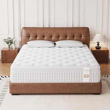 Hieptos Matelas 180x200 cm, Épaisseur 28cm, 9 Zones de Confort, Matelas à Ressorts EnsachéS et à MéMoire de Forme, Hybride Matelas,H3 H4 Moyenne Ferme, Doux pour La Peau et Respirant, Soutien Parfait