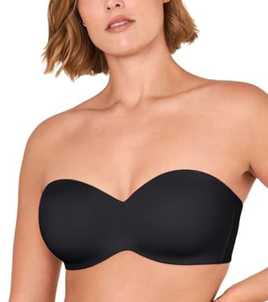 DELIMIRA Soutien Gorge sans Bretelles Invisible Grande Taille Femme Soutien-Gorge avec Armature Minimiseur Noir 95F
