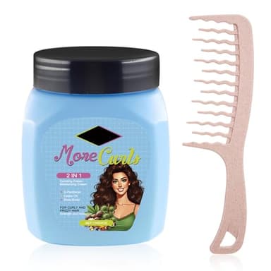 Creme Cheveux Bouclés, avec Une Brosse à Cheveux Bouclés, Hydrating Curl Cream, Volume Hydratant Longue Durée, Apres Shampoing cheveux bouclés, pour cheveux Secs et Abimes