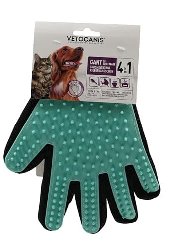 Vetocanis | Gant de Toilettage du Chien et du Chat | Action 4 en 1 - Brossage, Massage, Bain et Récupération des Poils | Gant Brosse Chat et Chien en Silicone Convient à Toutes Tailles de Pelage