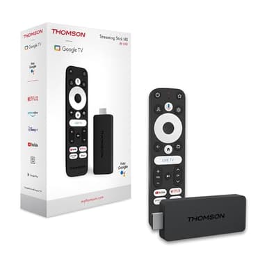 THOMSON Google TV Streaming Stick 140, 4K UHD, Assistant Google, Googlecast, Wi-FI, Bluetooth 5.0, HDMI, Dolby Atmos, DTS Digital Surround, HDR10, 2 GB RAM, 8 GB mémoire