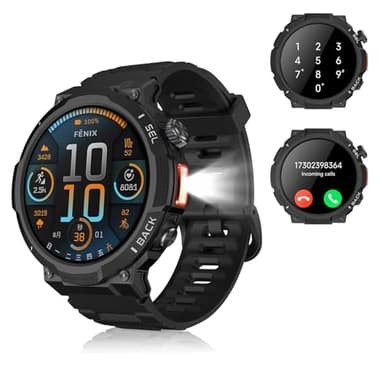 invens Montre Connectée Militaire avec Illumination, Appel Bluetooth & Musique, 1.53" Écran HD, Podometre Cardiofréquencemètre SpO2 Sommeil,150+ Modes Sportifs, Étanche IP68, pour Android/iOS, Noir