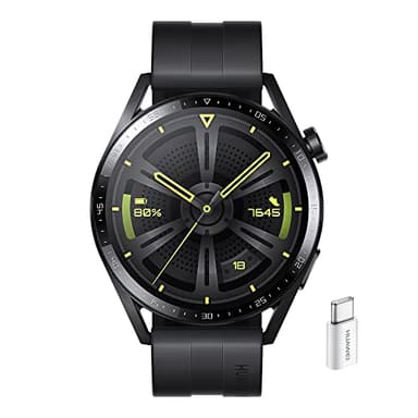 HUAWEI Watch GT 3 46 mm Smartwatch, Batterie Longue durée, Surveillance SpO2, AI Running Coach, Moniteur de fréquence Cardiaque, Plus de 100 Modes d'entraînement, avec Adaptateur AP52, Noir