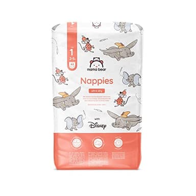 Marque Amazon - Mama Bear Disney - 48 Couches bébé ultra absorbantes - Taille 1 (2-5 kg), Blanc