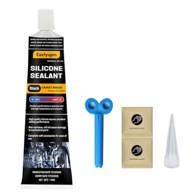 Eastyupin Pate A Joint Moteur Haute Temperature 120g，Pate A Joint Carter,Silicone Noir，Pate A Joint Plage De TempéRature -50°C à 340°C，Facile à Utiliser，avec 2 Gants De Manutention Pet