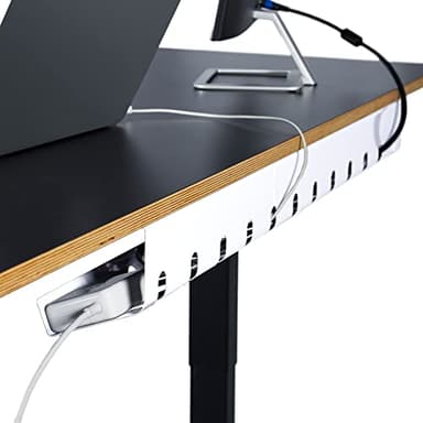 pamo Conduit de câble de Bureau pour Un Montage sous la Table I Jeu de 3 - avec 6 x Serre-câbles I pour Support/Table de Bureau pour télétravail avec Support de câble (Blanc)