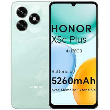 HONOR X5c Plus Smartphone Dual SIM NFC, 5260mAh Batterie, 4+128GB, 6.74 Pouces 90 Hzécran Confort Téléphone, Caméra 50 mégapixels, Android 15, MicroSD 1 to Extensible, Ocean Cyan