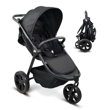 Mobiclinic® kids, Poussette 3 roues, Agnes, Tout-terrain, Guidon monobloc, Harnais 5 points, Poche arrière, Style sportif, Pliage d'une seule main, Panier xxl, Jusqu'à 22 kg