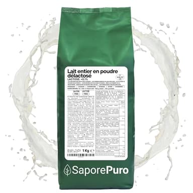 SaporePuro Lait Entier Déshydraté Sans Lactose 1 kg | Haute Solubilité | Idéal pour Pâtisseries, Pain et Glace Artisanale | Usage Professionnel et Industriel | Sans Lactose | Sans Gluten