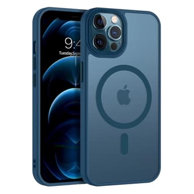 VENINGO Coque pour iPhone 12/12 Pro 6.1 Pouces Compatible avec MagSafe, Étui Protection Antichoc, Mat Translucide Résistante Complète Protection Bumper Etui Housse (Bleu)