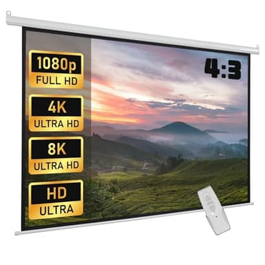 Fabulcozy Écran de Projection motorisé écran projecteur électrique Formats 4:3 84 Pouces 171L x 130H cm Fixation Mur ou Plafond Automatique pour Home Cinéma et Entreprise