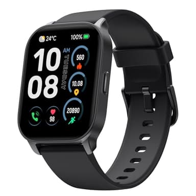 TOOBUR Montre Connectée Homme Femme avec Alexa, Smartwatch avec Podometre, 100 Sports, Appel et cardiofrequencemetre, Suivi du Sommeil, Étanche IP68, Compatible iOS Android, Noir Minuit