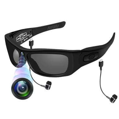 CYI Lunettes de Sport Caméra 1080p - Action Cam Bluetooth avec Appel & Musique - Caméra Sportive HD Résistant aux Éclaboussures (IPX4) - 100 Min Autonomie - pour Vélo/Moto/Randonnée/Ski