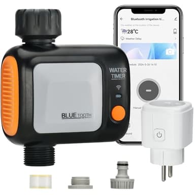 Johgee Programmateur Arrosage WiFi, Minuteur Arrosage Automatique avec hub Wi-FI, APP et Contrôle Vocal, minuterie d'irrigation programmable et Arrosage à Distance, pour Jardin, Pelouse