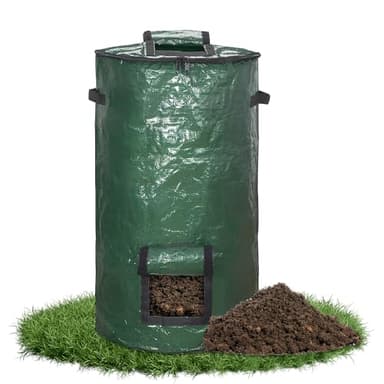 mizikuu Stand Up Composteur, 120L Sac Jardinage Sac de Compost Jardin Pliable Poubelle de Jardin Grande Sacs Bac à Compost Organique Ecologique avec Adapté à la Cuisine