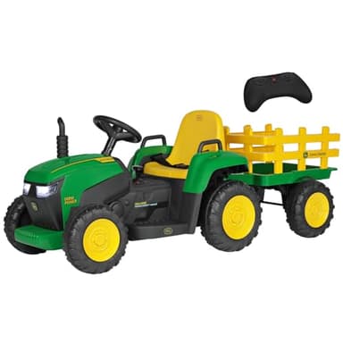 PEG John Deere Farm Power Tracteur Électrique 12V pour Enfants avec Télécommande, Conduite Manuelle, Lumières et Sons, Âge 18+ Mois