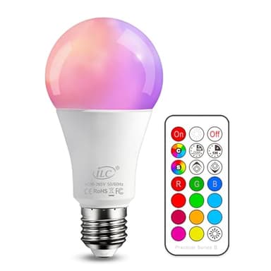 iLC Ampoule Led Couleur Dimmable Changement de couleur Ampoule 10W E27 6000K Edison RGBW LED Ampoules RGBW 12 choix de couleur - Télécommande Compris