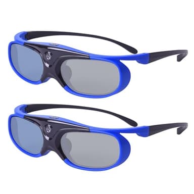 Lunettes 3D, Lunettes 3D Actives à Obturation DLP Link Rechargeables pour Projecteur 3D DLP Link - Bleu 2 Pièces
