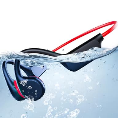 Atopskins Casque Conduction Osseuse Bluetooth 5.3 Natation IPX8 Ecouteurs Waterproof Natation Sports Ecouteur Piscine pour Nager avec 32 MP3 Waterproof Natation Ecouteur Sports de Plein Air (Rouge)