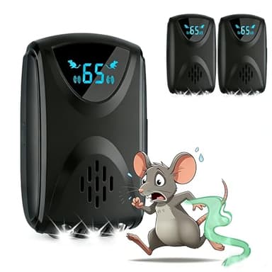 Professionnel Ultrasons Souris et Rats 360 °, Appareil Répulsif Ultrasons Anti Rongeur Les et la Rats, Souris, Campagnols et Loirs,2 emballage
