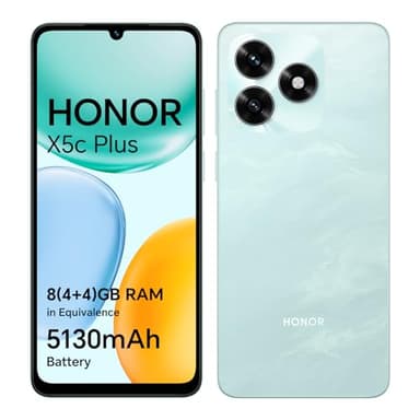 HONOR X5c Plus 4G Smartphone, Dual SIM, 4Go 128Go, 5130mAh Batterie, 50Mpx Ultra-Net AI Caméra, Écran 6,7" 90Hz, MicroSD 1 to à Extensible, Android 15 Telephone Portable, Cyan