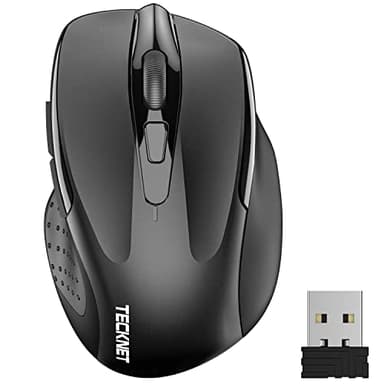 TECKNET Souris sans Fil, 2.4G Souris Optique 2600 DPI avec 5 Niveaux Réglable, Souris Ergonomique pour PC, Ordinateur Bureau/Portable - Noir