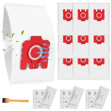 Lot de 10 Sacs D'aspirateur FJM Efficacité 3D Compatibles avec Miele Sacs à Poussière Complète C1, Compact C1, Compact C2, S6 S4 Série avec 3 Protections Moteur et 3 Filtres D'échappement