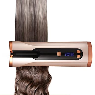2021 Bigoudi Automatique Sans Fil, Boucleur a Cheveux Automatique, Fer à Friser Portable, 3 Réglages de Température, 4 réglages de temps,Affichage LED, Bigoudi Rechargeable par USB (Or rose)