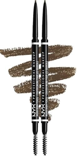 NYX Professional Makeup Crayon à Sourcils Micro Brow Pencil, Crayon Ultra-Fin Double-Embout avec Mine Rétractable et Goupillon, Lot de 2, Teinte : Ash Brown (05)