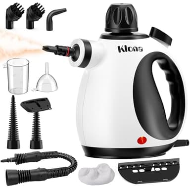 KLONA Nettoyeur vapeur manuel pour la maison, nettoyeur vapeur multifonction avec 10 accessoires pour tapis, rideaux, canapés, cuisine, salle de bain et plus encore.